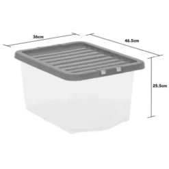 B&M Clear Storage Box With Lid 30L - Grey -Cheap Warm House Furnish Store 258020 30l storage box with lid grey 3