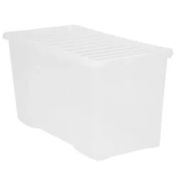 B&M Large Storage Box With Lid 110L - Clear -Cheap Warm House Furnish Store 284861 110l storage box with lid clear