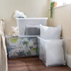 B&M Large Storage Box With Lid 110L - Clear -Cheap Warm House Furnish Store 284861 110l storage box with lid clear 5