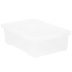 B&M Underbed Clear Storage Box With Lid 32L - Clear -Cheap Warm House Furnish Store 314173 32l underbed storage box with lid clear