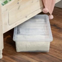 B&M Underbed Clear Storage Box With Lid 32L - Clear -Cheap Warm House Furnish Store 314173 32l underbed storage box with lid clear 4