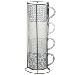 B&M Jumbo Embossed Stacking Mugs 4pk