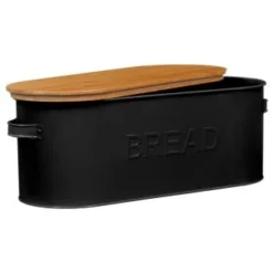 B&M The Organised Kitchen Bread Bin - Black -Cheap Warm House Furnish Store 334654 russell hobbs oval bread bin with wooden lid grey 71