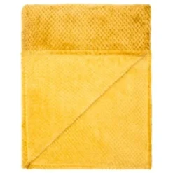 B&M Oversized Waffle Throw - Ochre -Cheap Warm House Furnish Store 344890 oversized waffle throw ochre 2