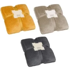B&M Oversized Waffle Throw - Ochre -Cheap Warm House Furnish Store 348798 348799 344890 oversized waffle throw main