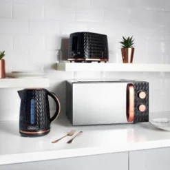 Goodmans Textured 2 Slice Toaster - Black & Rose Gold -Cheap Warm House Furnish Store 354906 358961 355248 goodmans black and rose gold textured breakfast set lifestyle 1