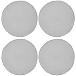 B&M Grey Round Pom Pom Placemats 4pk -Cheap Warm House Furnish Store 355688 pom pom placemats grey 3