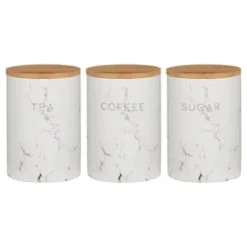 B&M Marble Effect Kitchen Canisters 3pc -Cheap Warm House Furnish Store 356820 storage canisters marble effect tea coffee sugar