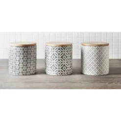 B&M Embossed Geometric Storage Canisters 3pc
