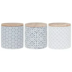 B&M Embossed Geometric Storage Canisters 3pc -Cheap Warm House Furnish Store 356821 storage canisters geo grey 3