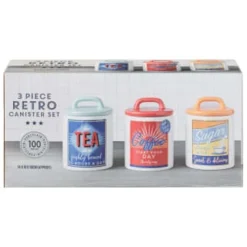 B&M Retro Canister Set 3pc -Cheap Warm House Furnish Store 356953 storage canisters retro tea coffee sugar main