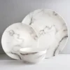 B&M White Marble Effect Dinner Set 12pc