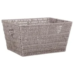 B&M Vannes Heart Cut Out Wicker Basket - Grey