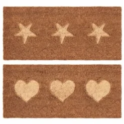 B&M Embossed Coir Step Mat - Hearts -Cheap Warm House Furnish Store 367447 embossed coir step mat 25x55cm main
