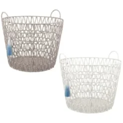 B&M Storage Basket With Tassel - Grey -Cheap Warm House Furnish Store 368485 basket with tassel main