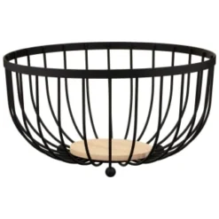 B&M Black Fruit Basket With Wooden Base