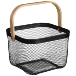 B&M Mesh Storage Basket With Bamboo Handle
