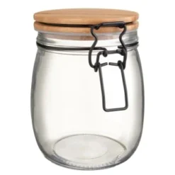 B&M Medium Bamboo Clip Lock Glass Jar