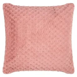 Waffle Faux Fur Cushion - Blush