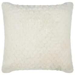 B&M Waffle Faux Fur Cushion 48 X 48cm - Cream
