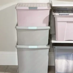 B&M Waffle Clip Box 25.5L - Blush -Cheap Warm House Furnish Store 375471 blush 25 5l waffle clip box 6