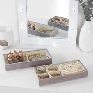 B&M Velvet Storage Organiser 2pk - Grey 1 B&M Velvet Storage Organiser 2pk - Grey