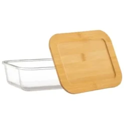 B&M Rectangular Glass Food Containers With Bamboo Lids 2pk -Cheap Warm House Furnish Store 376824 2pk regular glass food containers