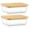 B&M Rectangular Glass Food Containers With Bamboo Lids 2pk