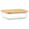 B&M Rectangular Glass Food Container With Bamboo Lid