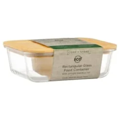 B&M Rectangular Glass Food Container With Bamboo Lid -Cheap Warm House Furnish Store 378623 regular glass food container 3