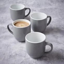 Simply Everyday Gloss Mugs 4pk - Grey -Cheap Warm House Furnish Store 380120 4pk simply everyday mugs grey