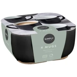 Simply Everyday Gloss Mugs 4pk - Black -Cheap Warm House Furnish Store 380121 4pk simply everyday mugs black 2
