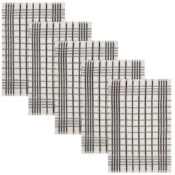B&M Essentials Check Tea Towels - Black 5pk -Cheap Warm House Furnish Store 380235 5pk check tea towels black 2
