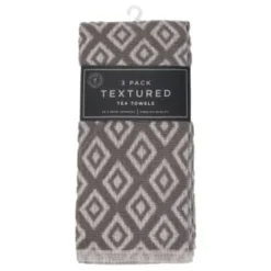 B&M Grey Textured Tea Towels 3pk