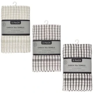 B&M Check Tea Towels - Sage 3pk 5 B&M Check Tea Towels - Sage 3pk - Image 5