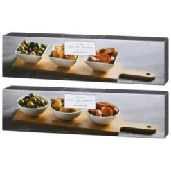 B&M Set Of 3 Serving Bowls With Bamboo Tray - Square -Cheap Warm House Furnish Store 380368 3pk serving boards with bamboo tray main 2