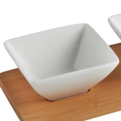 B&M Set Of 3 Serving Bowls With Bamboo Tray - Square -Cheap Warm House Furnish Store 380368 3pk serving boards with bamboo tray square 2