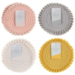 B&M Pom Pom Coasters - Grey 4pk -Cheap Warm House Furnish Store 380383 380384 380492 380495 4pk harmony pom pom coasters