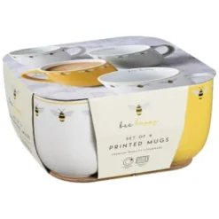 B&M Bee Happy Printed Mugs - 4pk -Cheap Warm House Furnish Store 380506 4pk printed mugs bee happy 2
