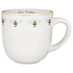 B&M Bee Happy Printed Mugs - 4pk -Cheap Warm House Furnish Store 380506 4pk printed mugs bee happy white