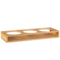 B&M Natural Home Glass Jars In Bamboo Stand 3pk -Cheap Warm House Furnish Store 380530 3pk natural home glass jars in bamboo stand 5