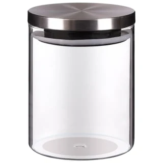 B&M Small Glass Cannister With Stainless Steel Lid 1 B&M Small Glass Cannister With Stainless Steel Lid