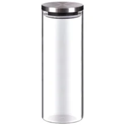 B&M Large Glass Cannister With Stainless Steel Lid