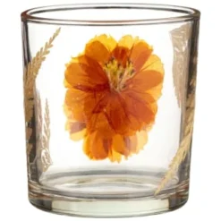 B&M Dried Flowers Tealight Holder - Orange