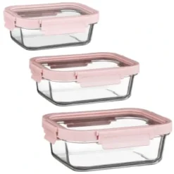 B&M Pink Glass Food Container - Medium -Cheap Warm House Furnish Store 380659 380660 380661 glass food container pink large 1