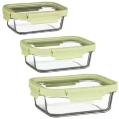 B&M Green Glass Food Container - Large -Cheap Warm House Furnish Store 380662 380663 380664 glass food container green medium 2