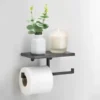 B&M Double Toilet Roll Holder & Shelf - Black