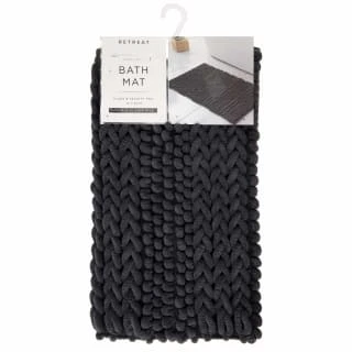 Retreat Knitted Bath Mat 50 X 80cm - Charcoal 1 Retreat Knitted Bath Mat 50 X 80cm - Charcoal
