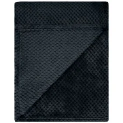B&M Waffle Fleece Throw - Black -Cheap Warm House Furnish Store 383147 supersoft waffle fleece throw black 3