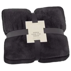 Heritage Collection Aspen Faux Fur Throw - Charcoal